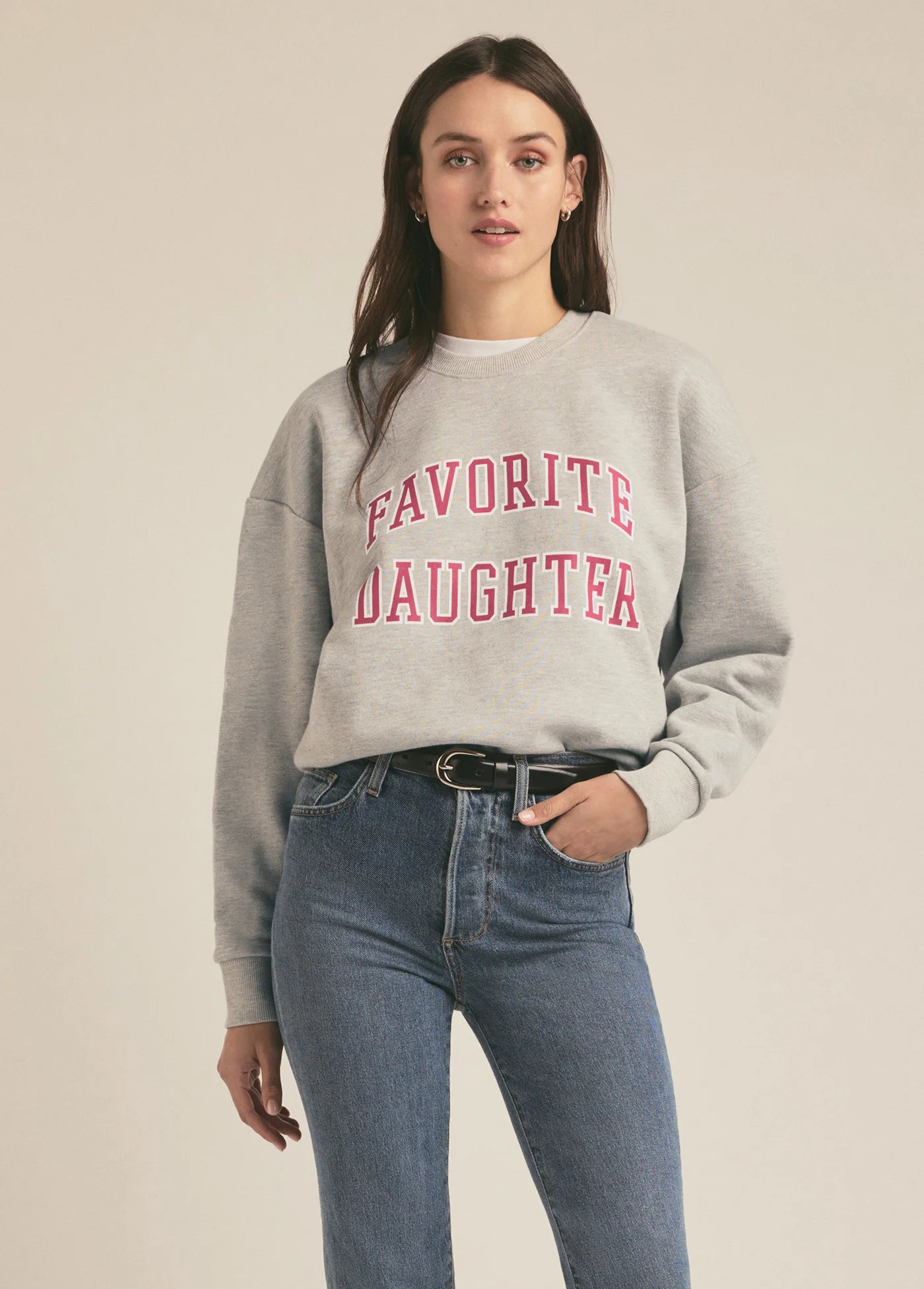 The Collegiate Sweatshirt - Heather Grey Pink - Favorite Daughter