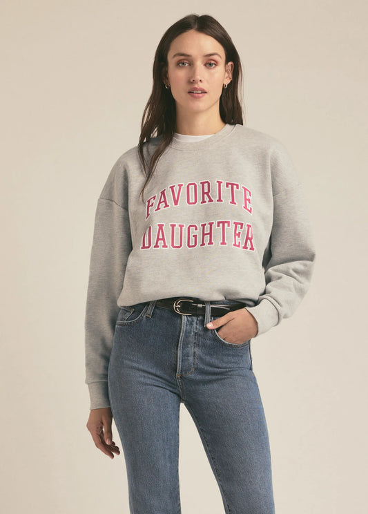 The Collegiate Sweatshirt - Heather Grey/Pink - Favorite Daughter