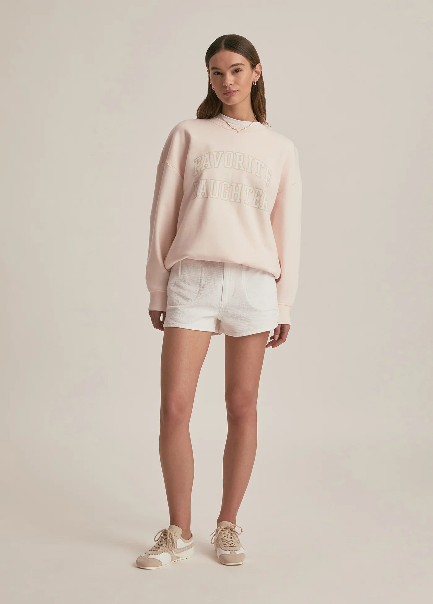 The Collegiate Sweatshirt - Rosewater//White - Favorite Daughter