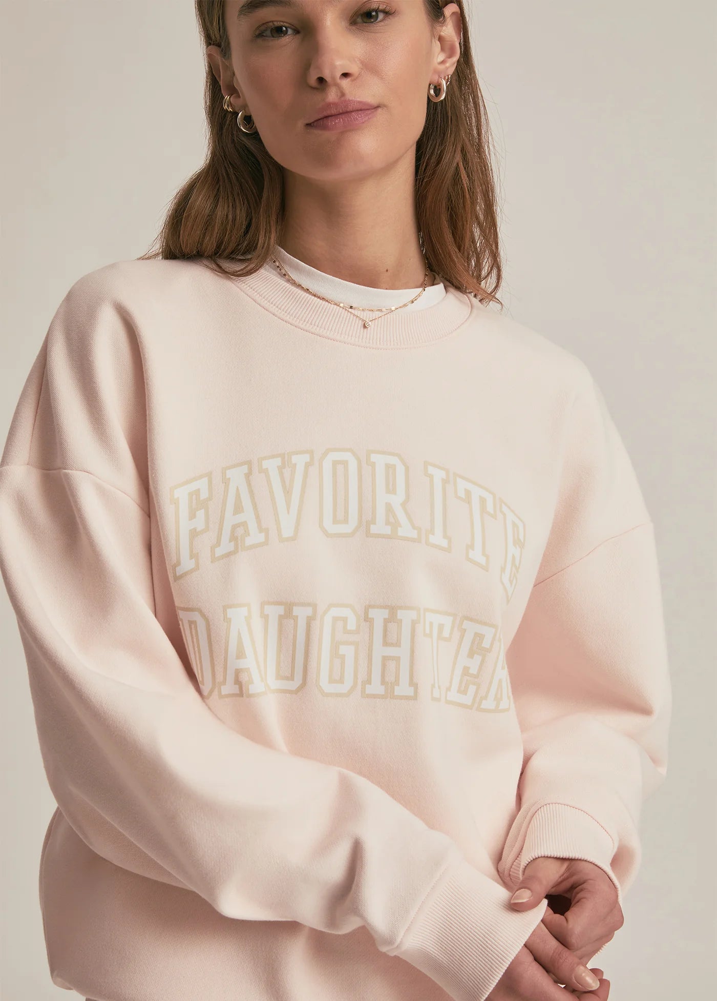 The Collegiate Sweatshirt - Rosewater//White - Favorite Daughter