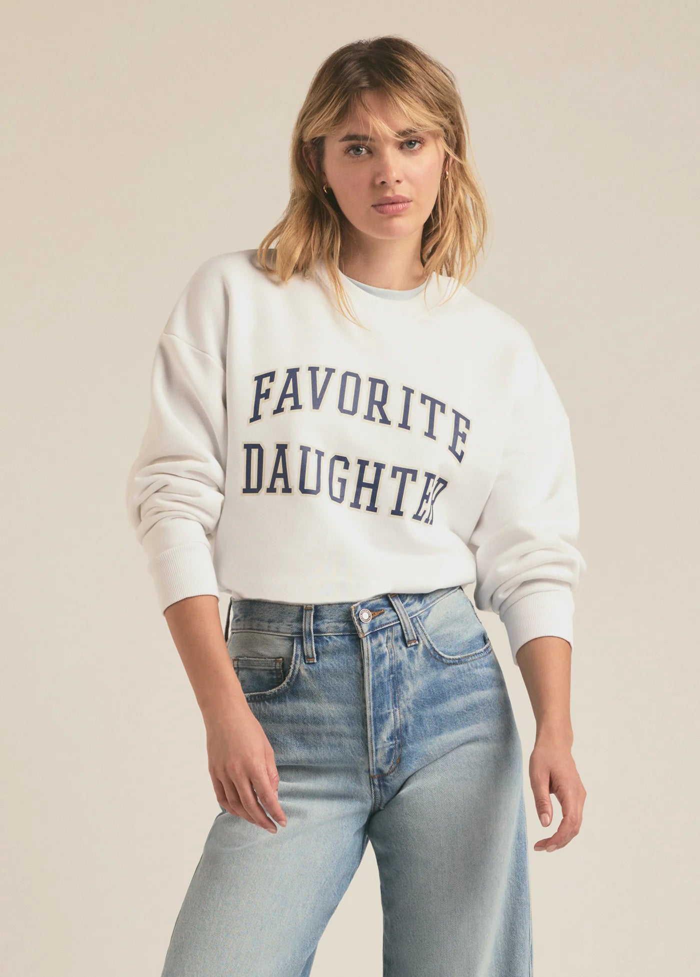 The Collegiate Sweatshirt - White - Favorite Daughter