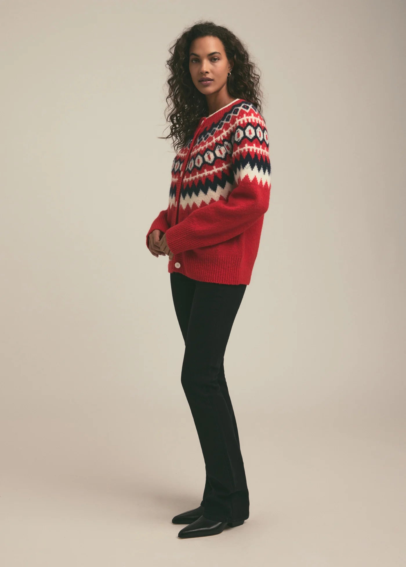 The Snowed In Cardigan - Red Fairisle - Favorite Daughter