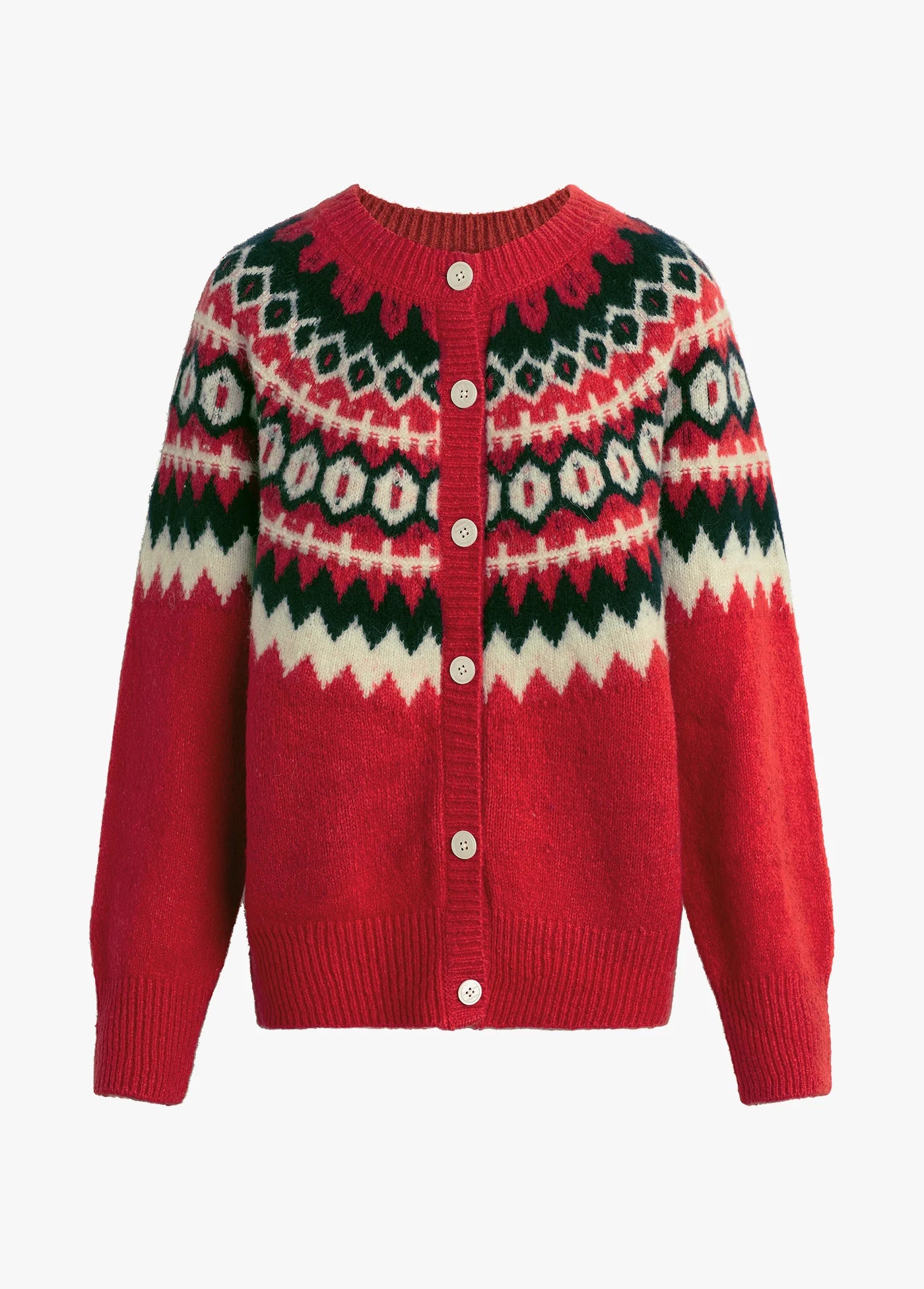 The Snowed In Cardigan - Red Fairisle - Favorite Daughter