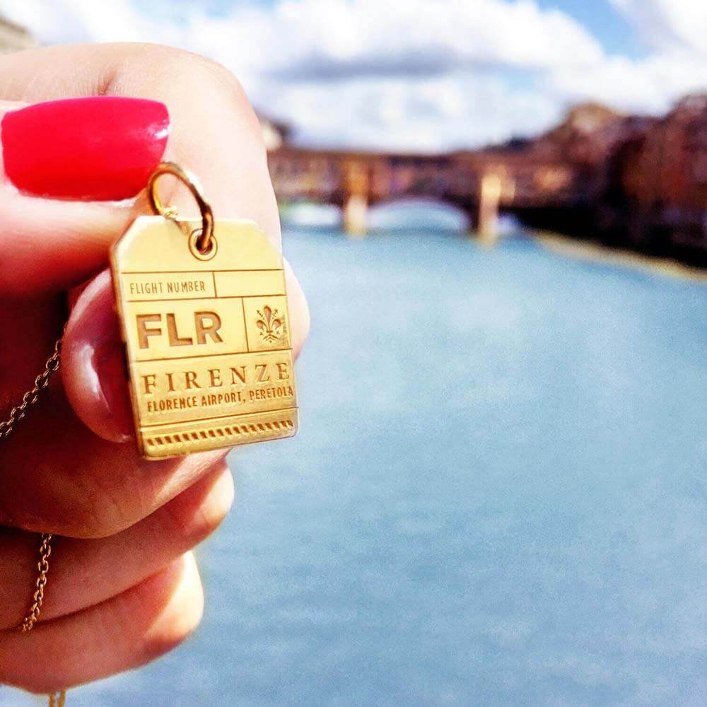 Florence FLR Luggage Tag Charm - Gold Vermeil - Jet Set Candy