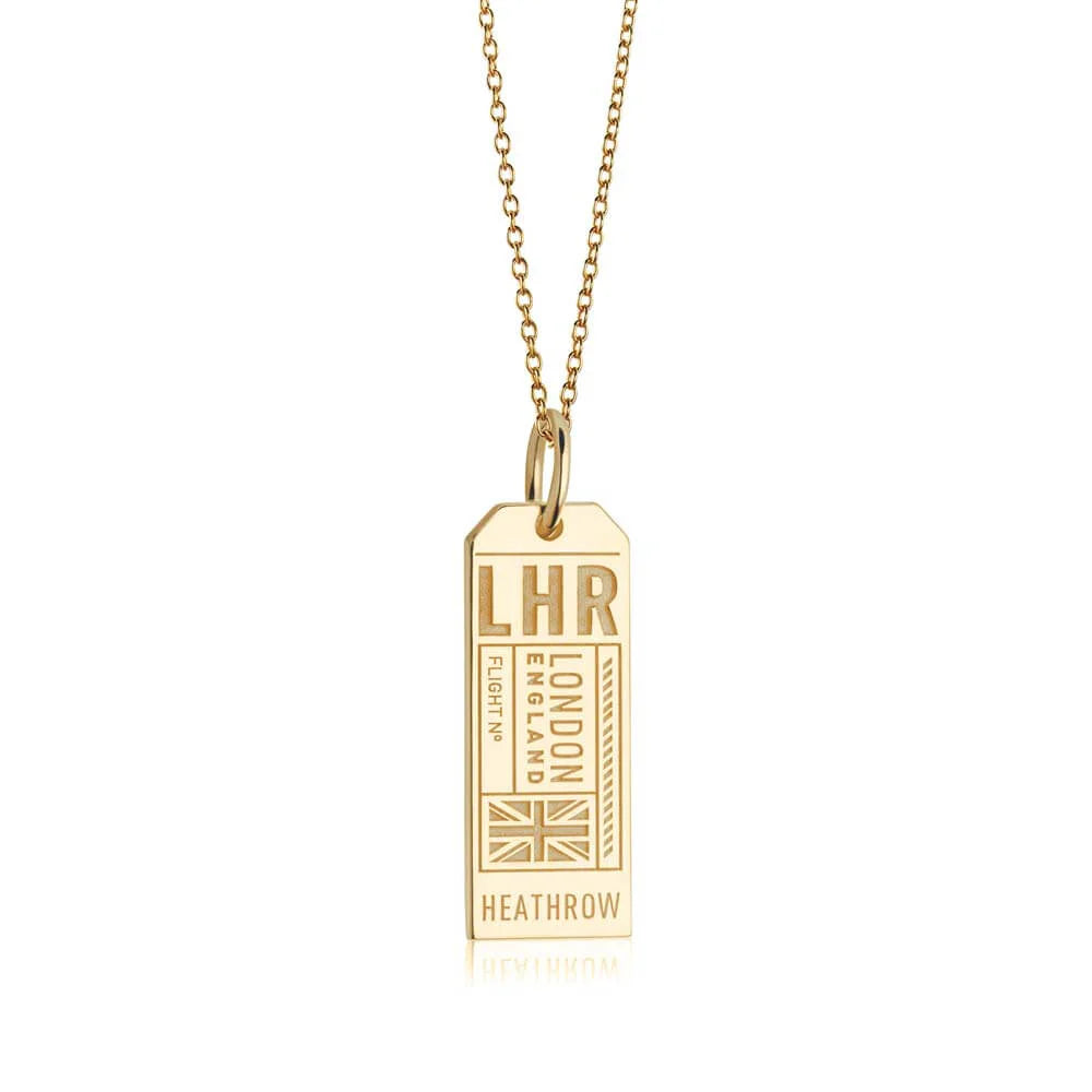 London LHR Luggage Tag Charm - Gold Vermeil - Jet Set Candy