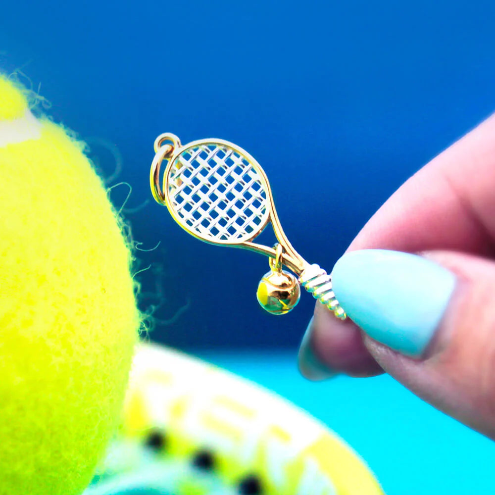 Tennis Racquet Charm - Gold Vermeil - Jet Set Candy