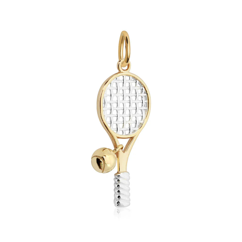 Tennis Racquet Charm - Gold Vermeil - Jet Set Candy