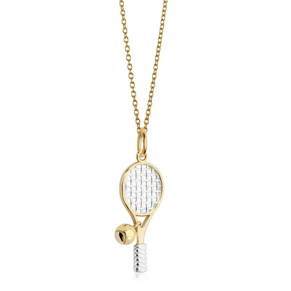 Tennis Racquet Charm - Gold Vermeil - Jet Set Candy