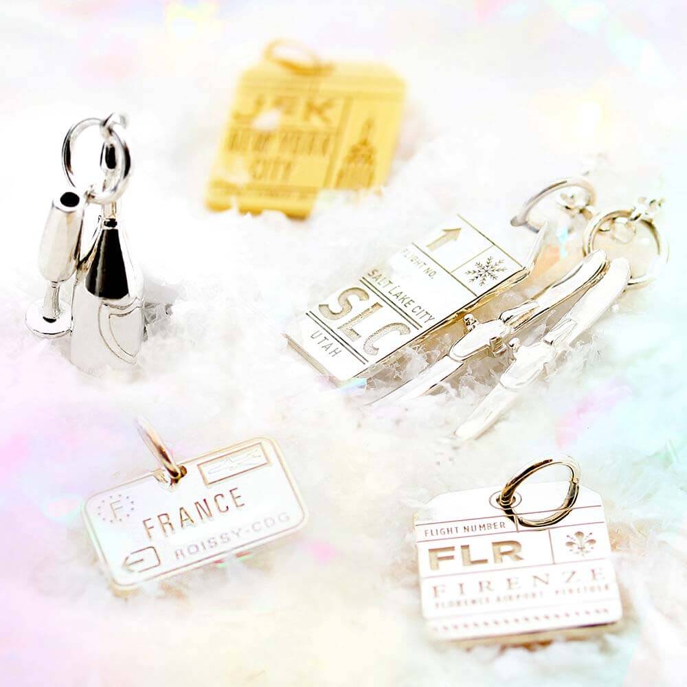 Skis Charm - Sterling Silver - Jet Set Candy