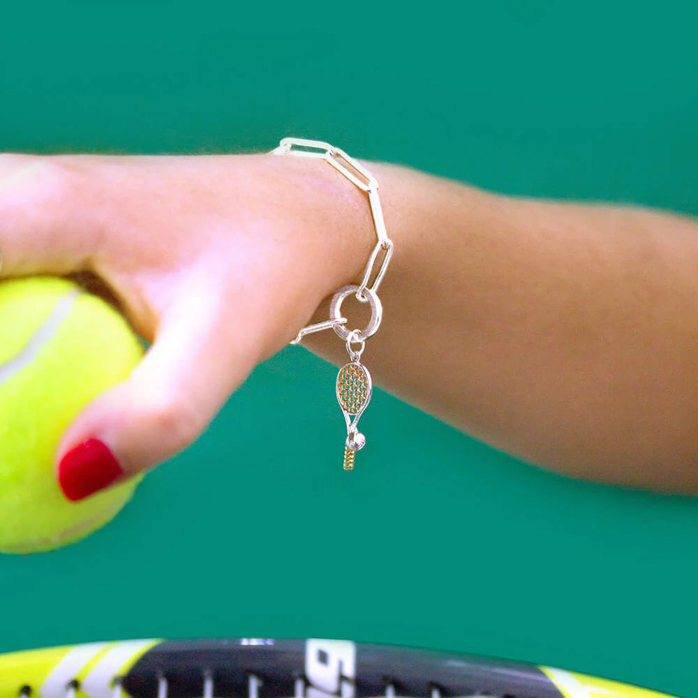 Tennis Racquet Charm - Sterling Silver - Jet Set Candy