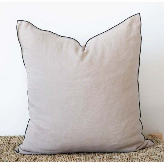 Square Edged Linen Pillow - Natural 24x24