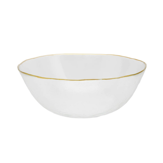 Clear Salad Bowl with Gold Rim