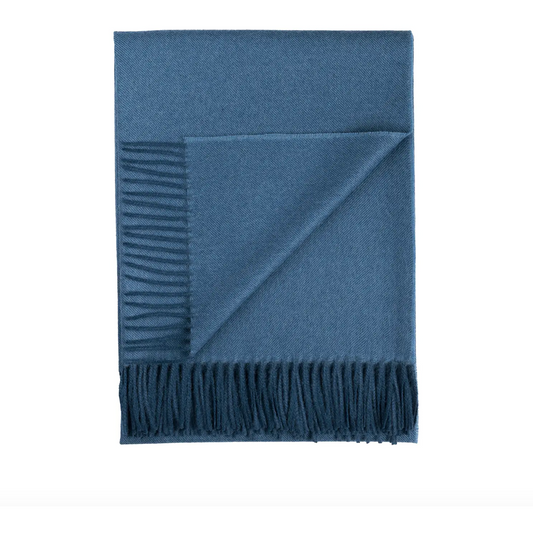 100% Baby Alpaca Throw Blanket- Blue Jean