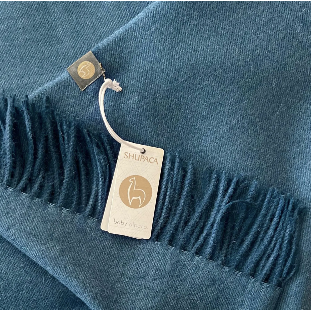 100% Baby Alpaca Throw Blanket- Blue Jean