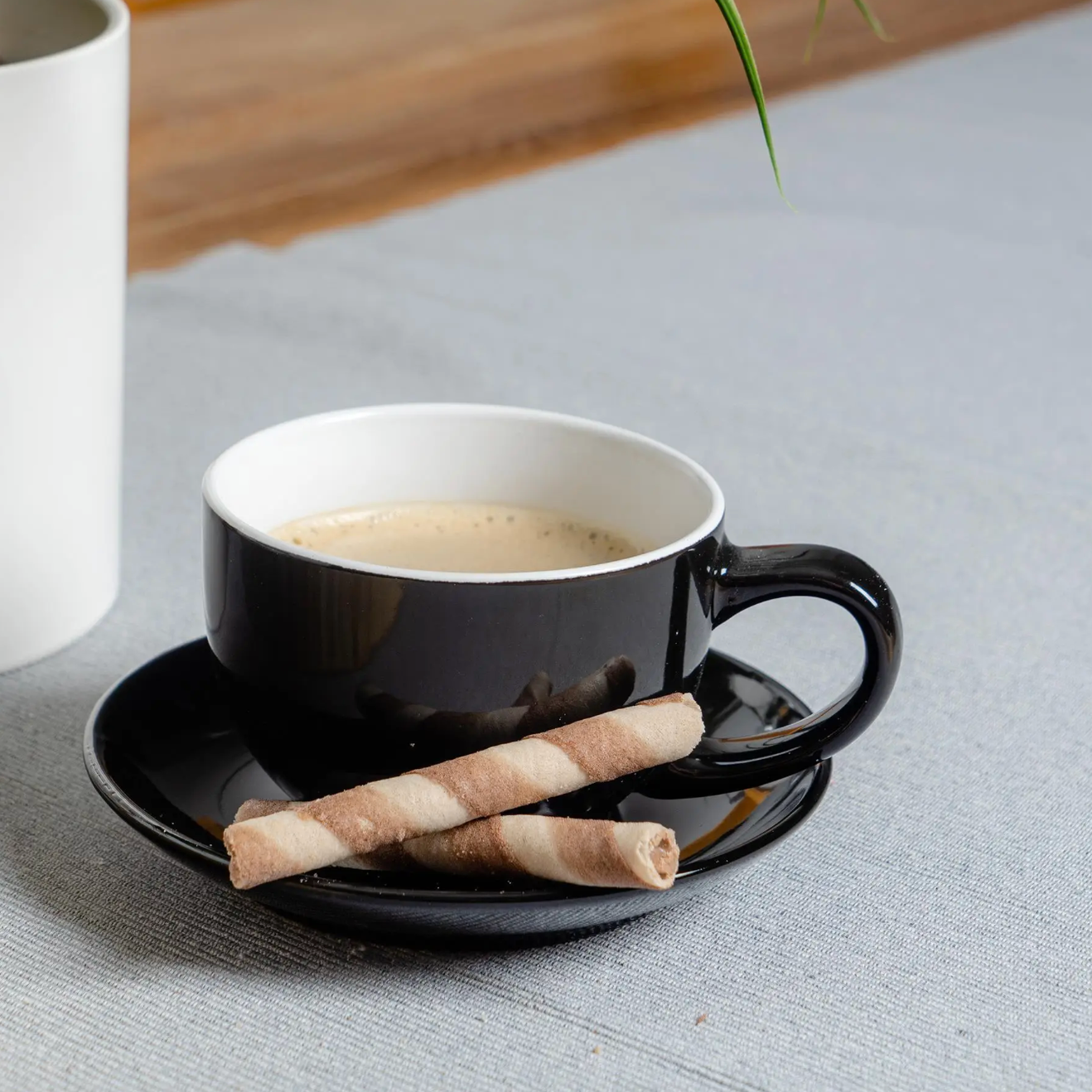 Cappuccino Cup with Saucer - Black