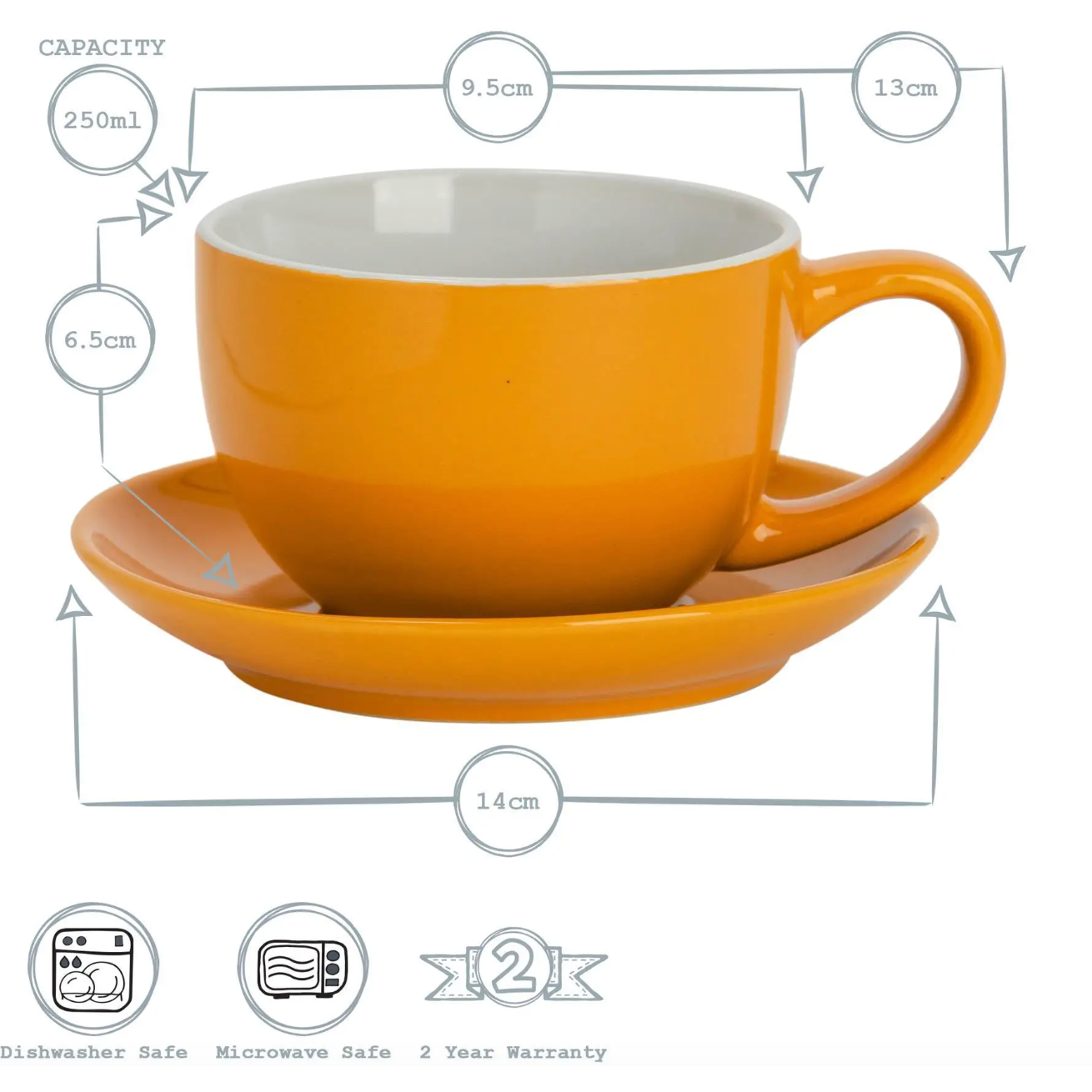 Cappuccino Cup with Saucer - Orange