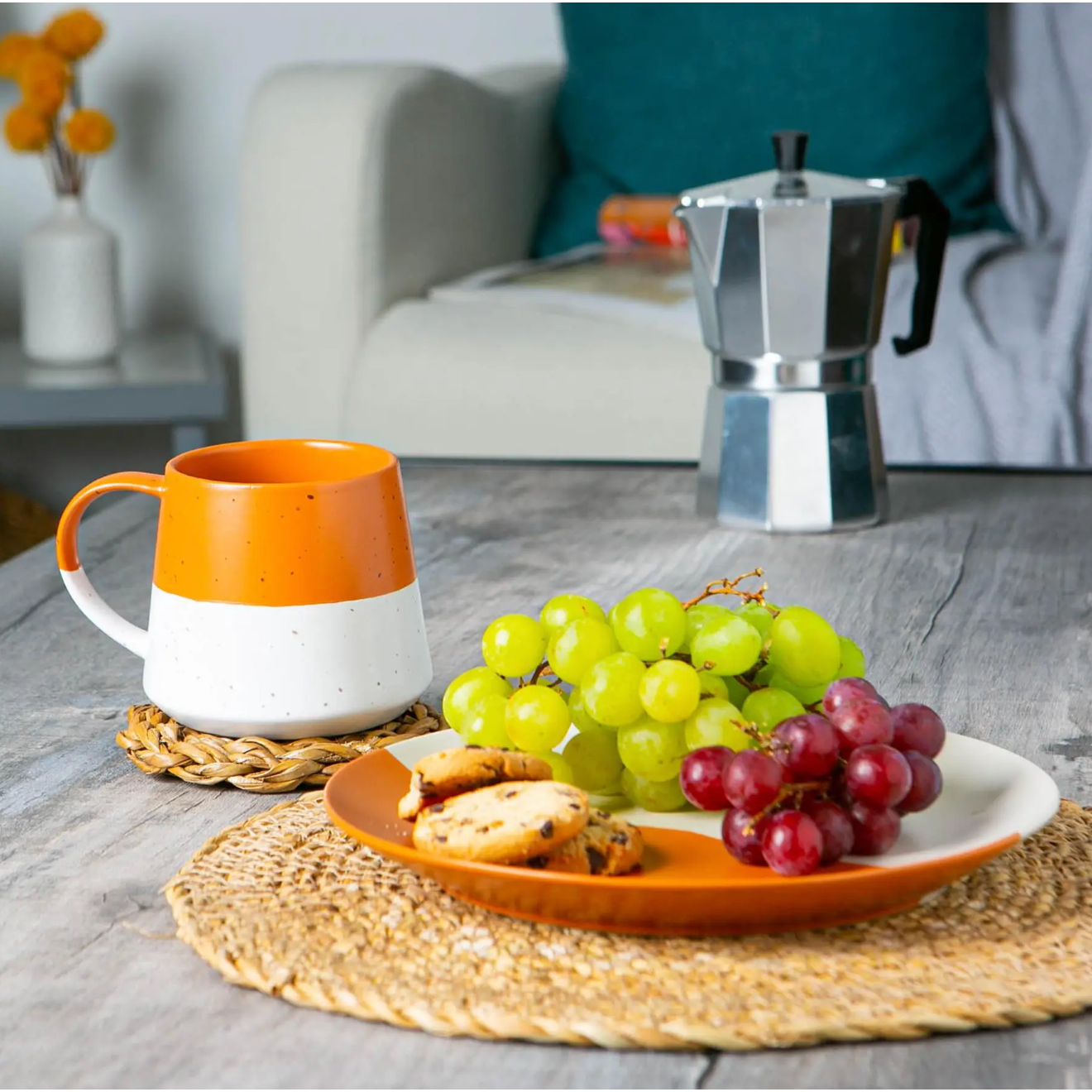 Ceramic Dipped Coffee Mug - Orange