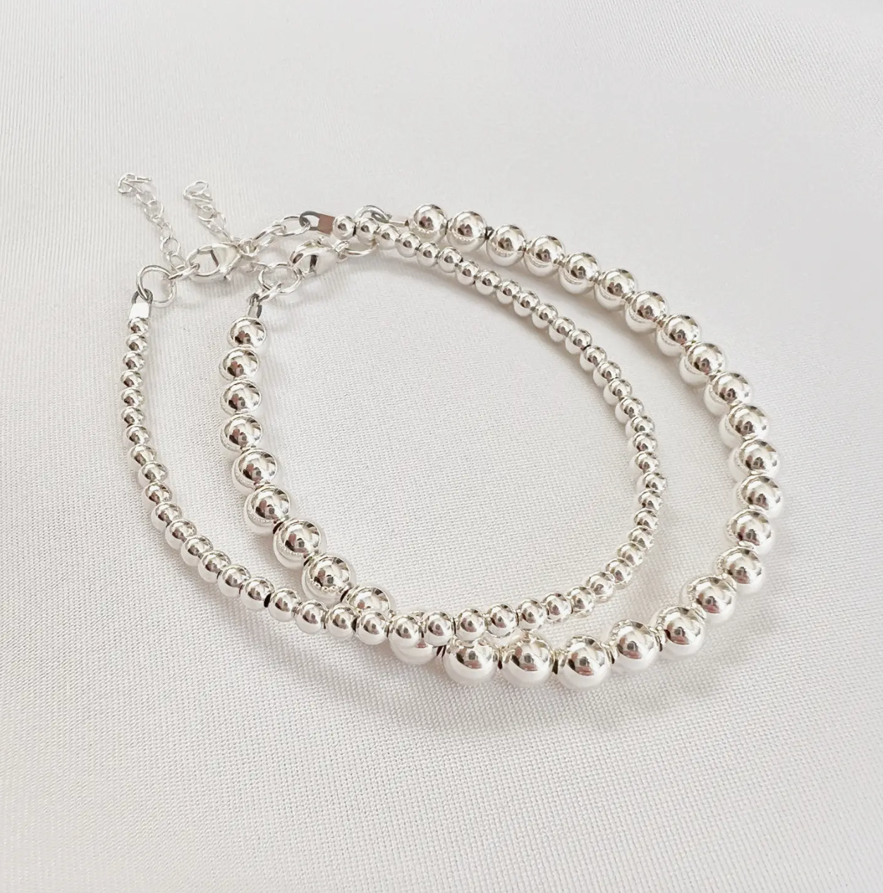 Sterling Silver Beaded Bracelet - TWO SIZES