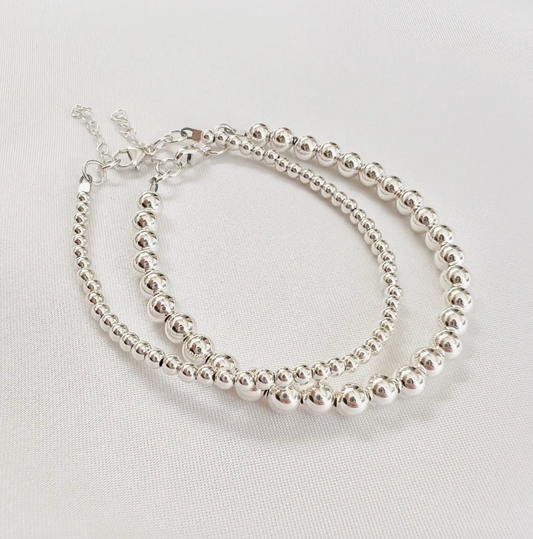 Sterling Silver Beaded Bracelet - TWO SIZES