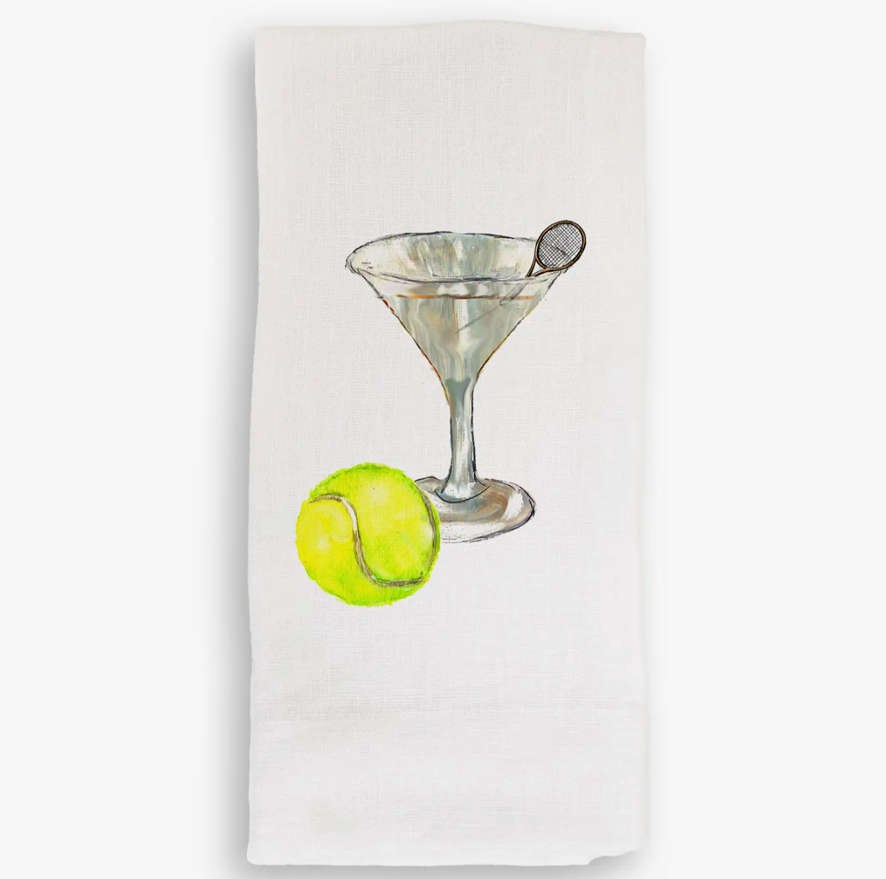 Tennis Martini Linen Tea Towel - French Graffiti