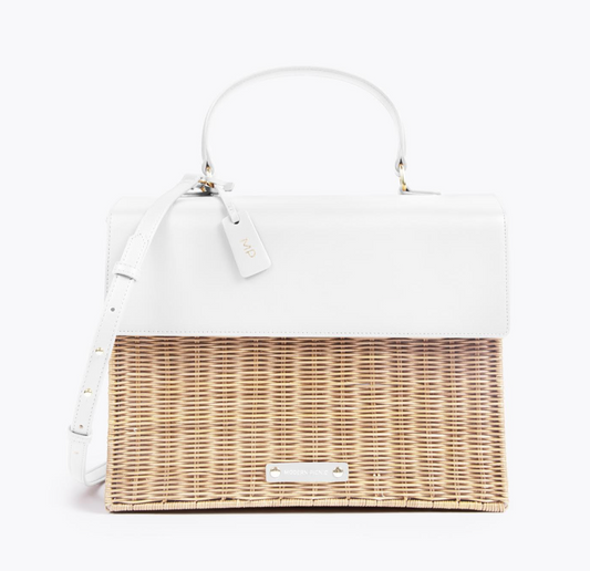 Modern Picnic Wicker Bag - White