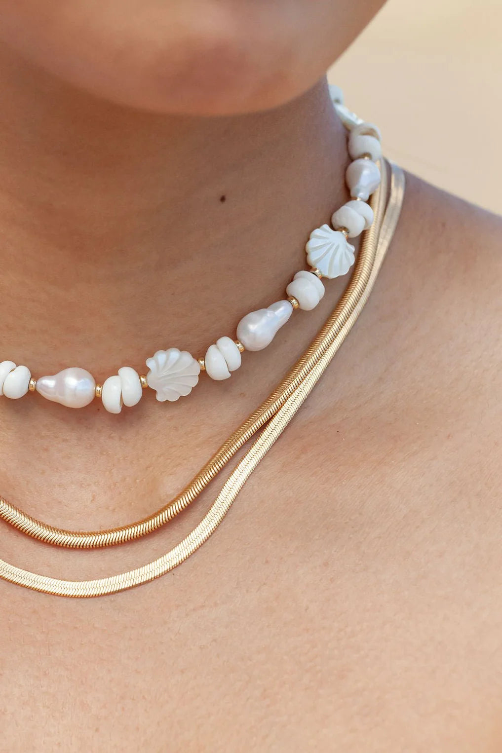 Baroque Pearl Scallop & Puka Shell Necklace - Keao - Ke Aloha