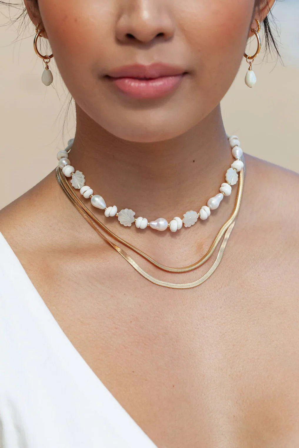 Baroque Pearl Scallop & Puka Shell Necklace - Keao - Ke Aloha