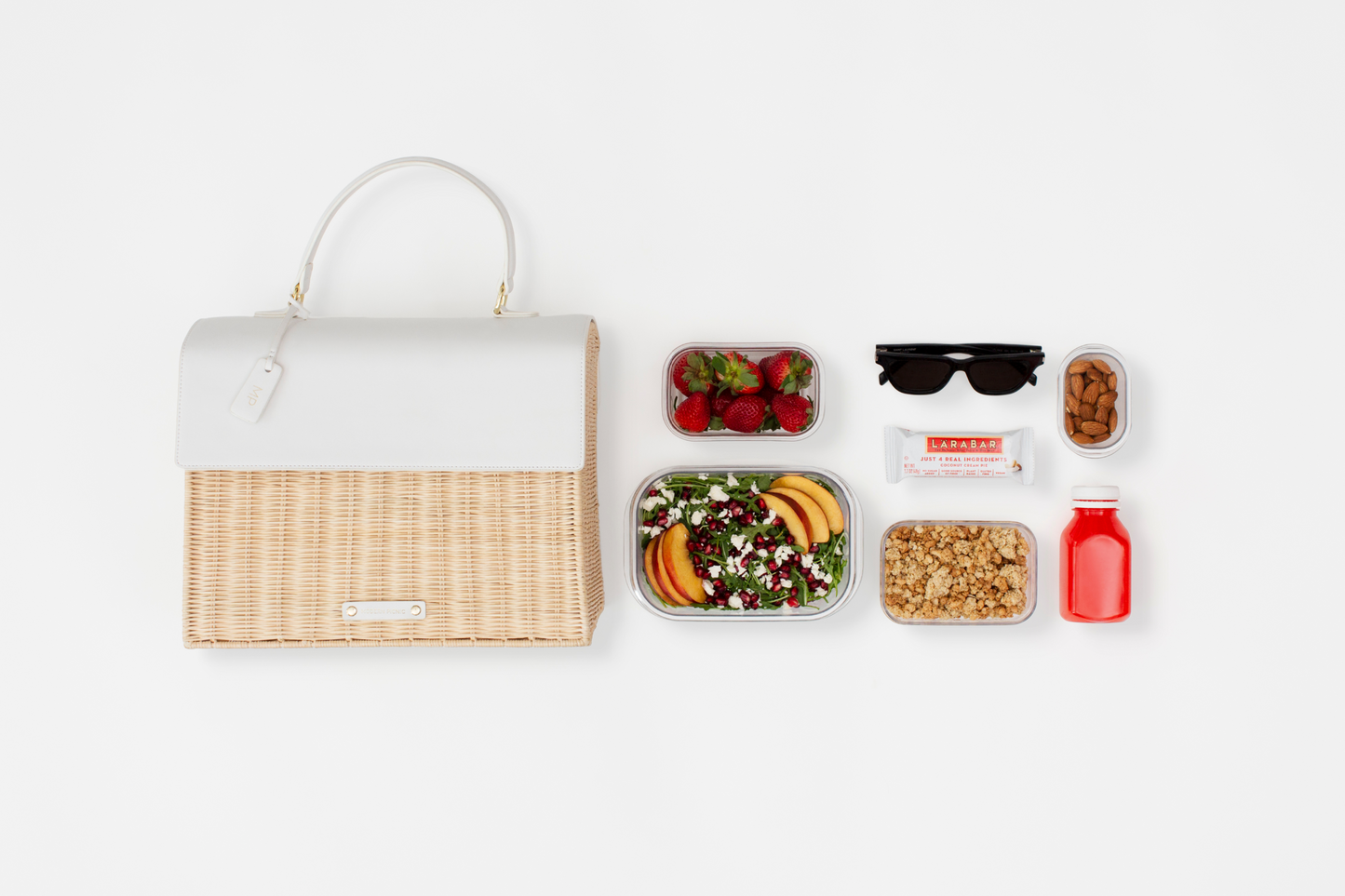 Modern Picnic Wicker Bag - White